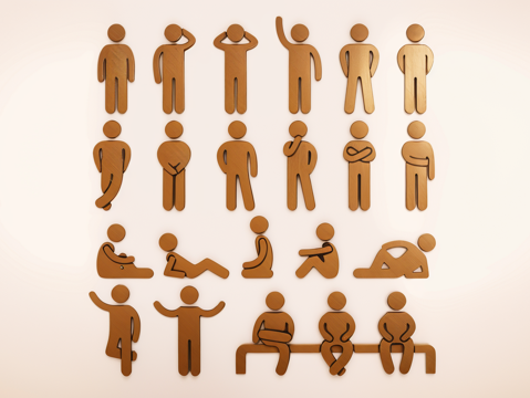  火柴人剪影图标装su模型 