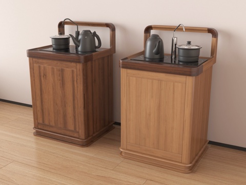 新中式茶柜 茶水柜 茶壶su模型