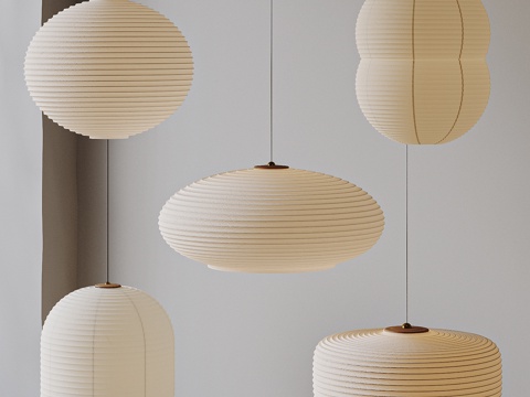  侘寂风 日式吊灯 纸灯 灯笼3d模型 