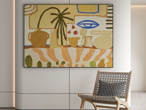  现代侘寂挂画 油画3d模型 