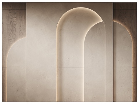  现代侘寂拱形装饰墙板3d模型 