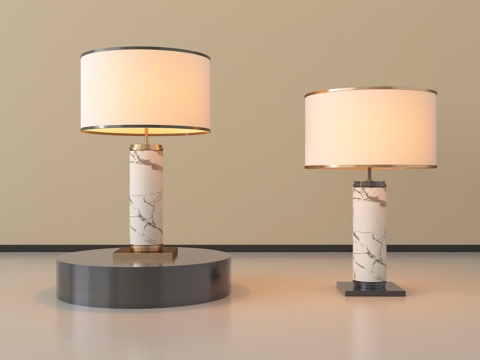  新中式台灯 装饰灯 金属su模型 