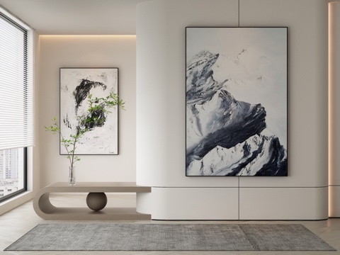  现代侘寂挂画 油画3d模型 