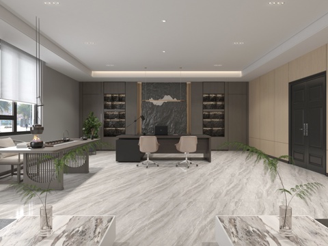  现代风格董事长办公室3d模型 