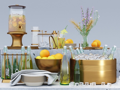  柠檬水套装3d模型 