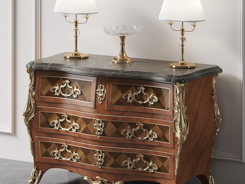  巴洛克式抽屉柜3d模型 