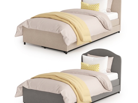  带储物盒的霍加单人床3d模型 