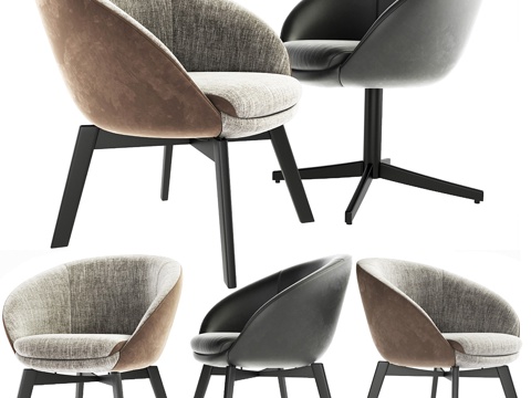  Minotti Russell小型休闲椅与餐椅套装3d模型 