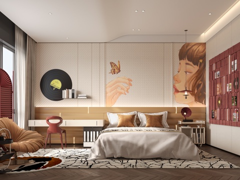  现代女孩房3d模型 