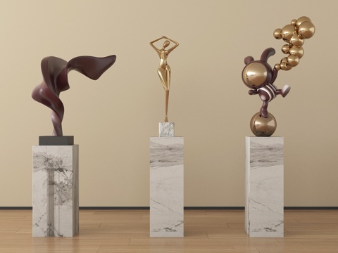  现代雕塑摆件 抽象雕塑su模型 