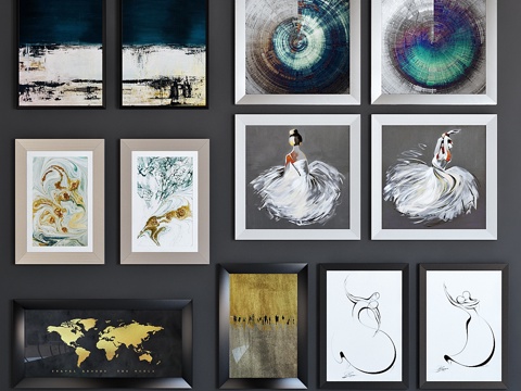  BRW海报套装抽象系列3d模型 