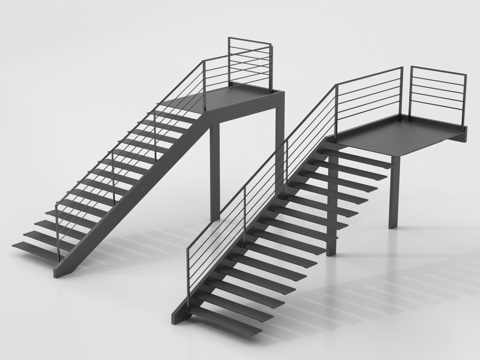  现代楼梯 铁艺楼梯 工业风楼梯3d模型 