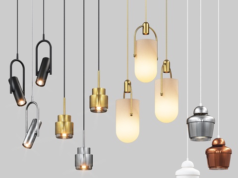  四盏吊灯套装023d模型 