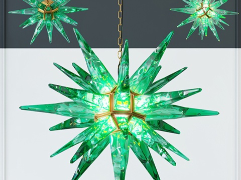  水晶吊灯 星星绿松石款3d模型 