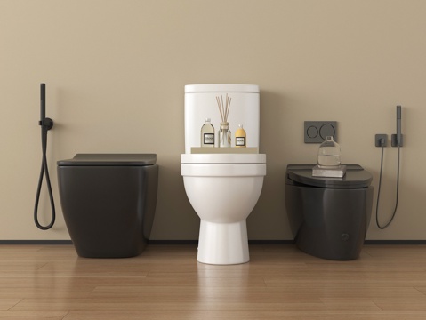 现代马桶组合 立式马桶 智能马桶 卫浴小件su模型