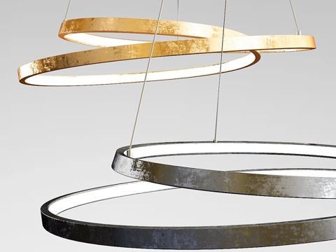  环形吊灯 - 金黑双色款3d模型 