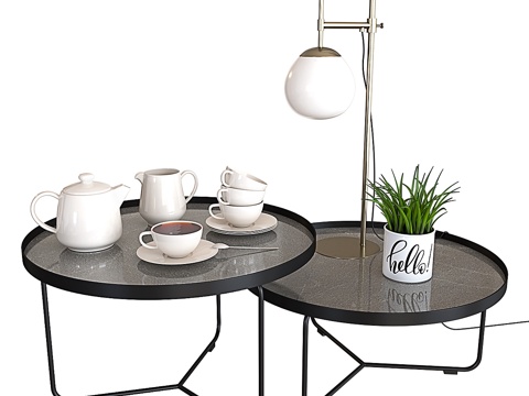  比利陶瓷咖啡桌3d模型 