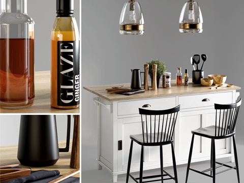  厨房岛台53d模型 