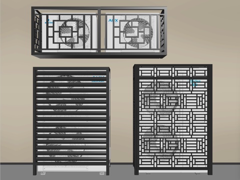 现代空调外机 中央空调 空调外机保护罩su模型