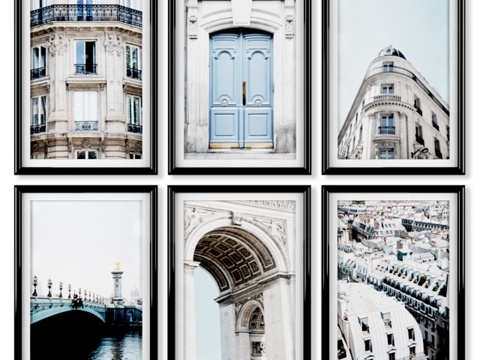  巴黎主题海报系列3d模型 