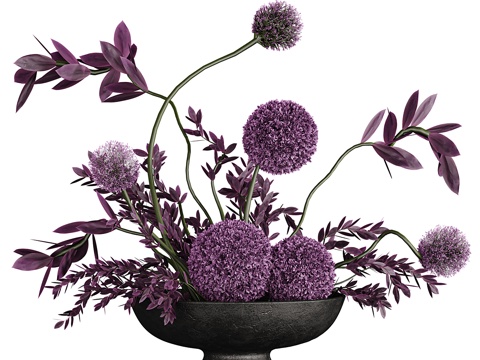  新中式花瓶花艺3d模型 