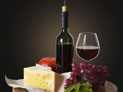  葡萄与葡萄酒3d模型 