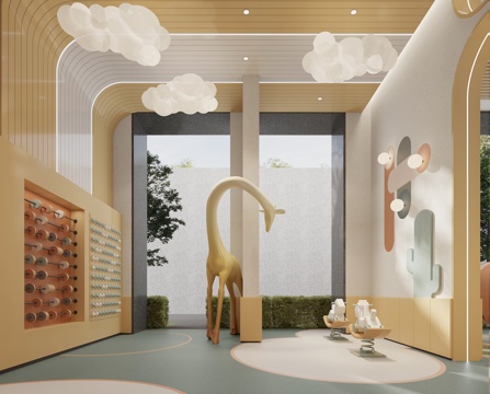  现代架空层现代儿童活动区3d模型 