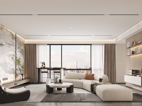  现代客餐厅3d模型 