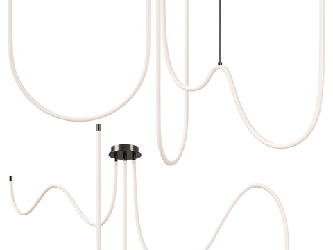  现代意式极简线性装饰吊灯3d模型 