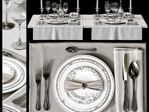  餐桌布置    餐桌布置3d模型 