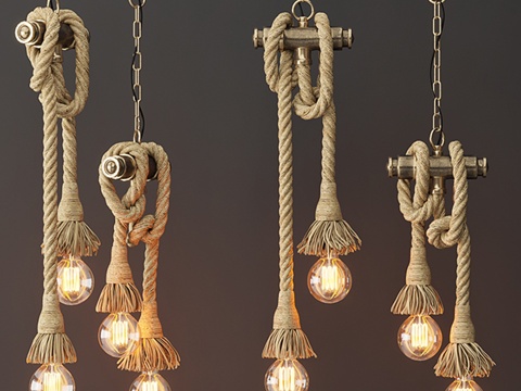  阁楼风吊灯（2盏爱迪生灯）3d模型 