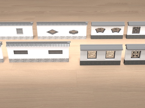  围墙  庭院围墙 古建围墙 瓦3d模型3d模型 
