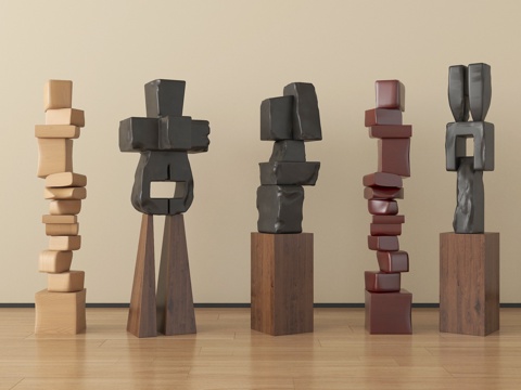  侘寂雕塑摆件 雕塑装置3d模型 