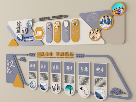 现代文化墙 企业文化墙su模型