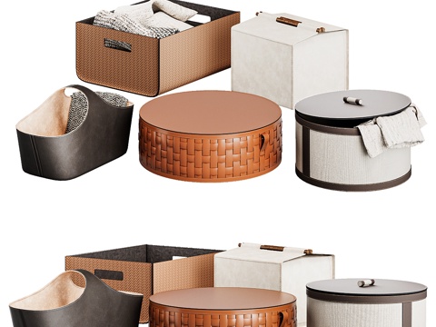  衣物收纳篮套装3d模型 