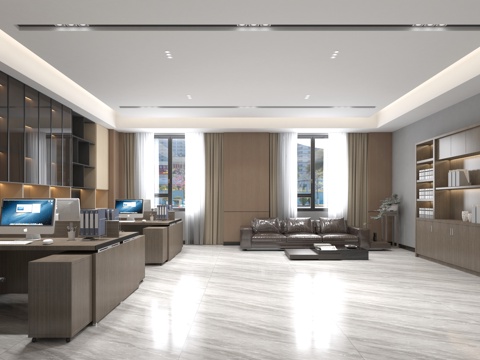  现代风格财务办公室3d模型 