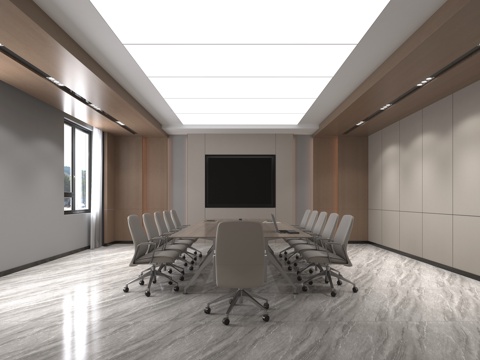 现代风格公司会议室3d模型 