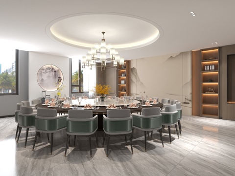  新中式包厢 包间 包房 餐厅包厢餐饮包房3d模型 