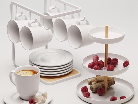  山崎托斯卡咖啡套装3d模型 