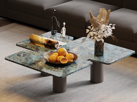  现代意式茶几 大理石茶几3d模型 