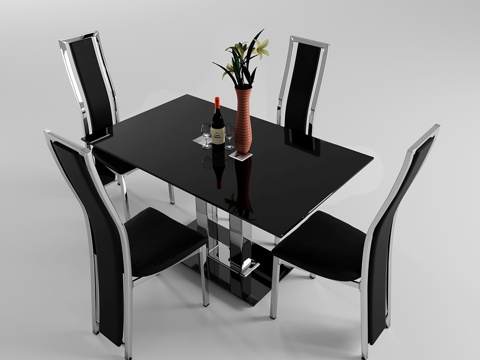  奥罗拉餐桌 & C-100餐椅3d模型 