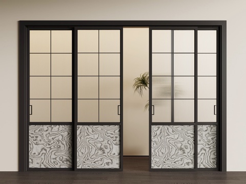  现代意式推拉门su模型 