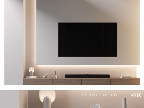  电视墙套装8233d模型 