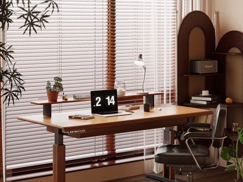 中古风书桌椅 学习桌椅su模型