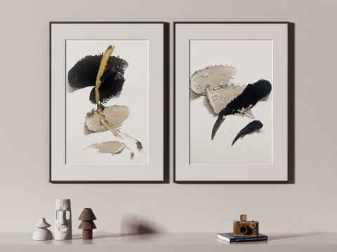  现代侘寂挂画 油画3d模型 