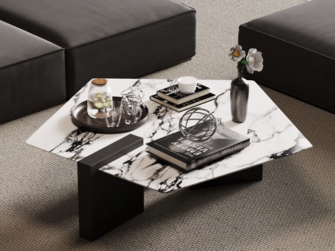  现代意式茶几 大理石茶几3d模型 