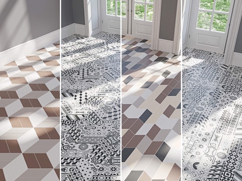  EQUIPE Chevron Patchwork 黑白 Bl3d模型 