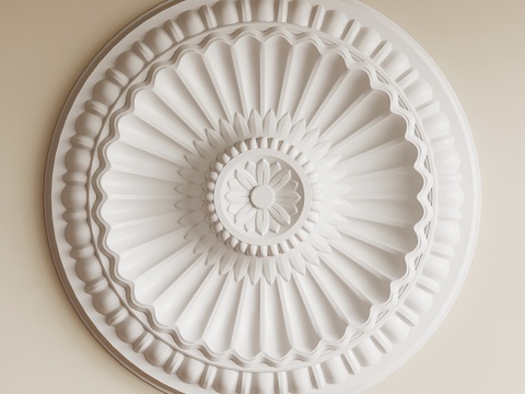 法式复古灯盘 石膏灯盘su模型