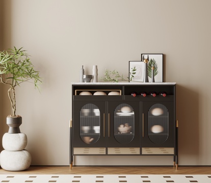  法式复古风餐边柜 边柜 端景柜su模型 