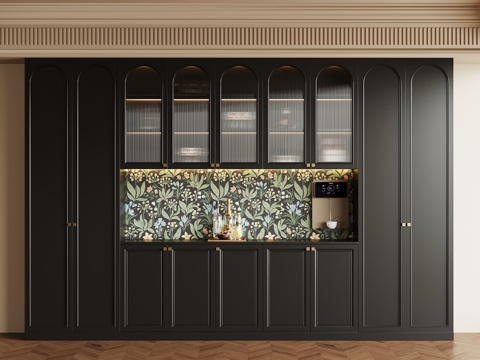 法式复古酒柜 餐边柜su模型